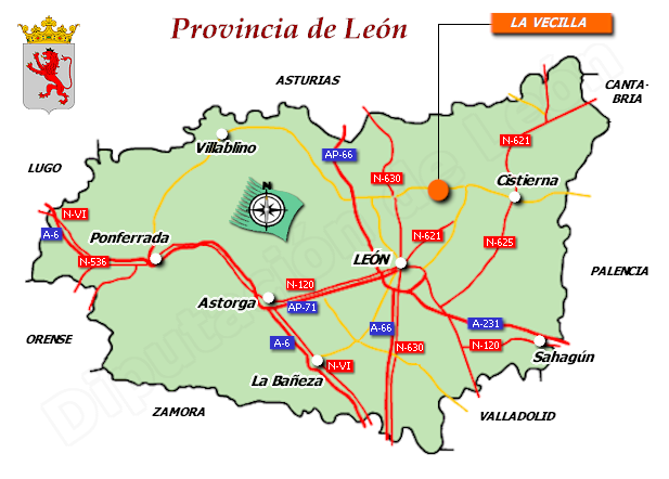 Mapa de la provincia de León